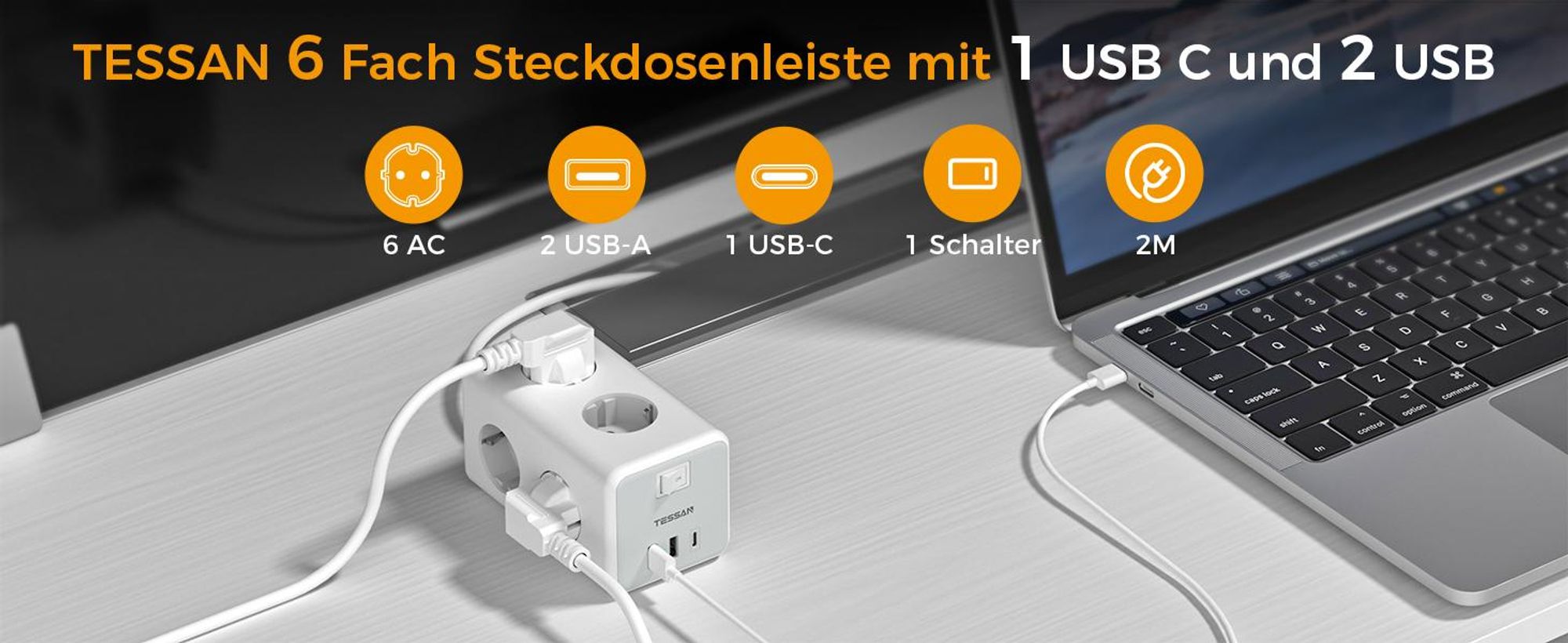 TESSAN Steckdosenleiste TS-306-C