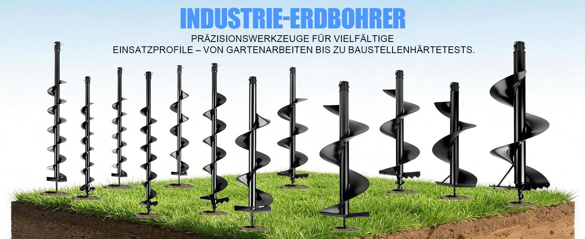 L800mm Ø80mm Erdbohrer mit SDS Plus Adapter für Bohrmaschine Brunnenbohrer Erdlochbohrer Baumpflanzung für Pfahlbohrer Aushubarbeiten Zaunbau Garten