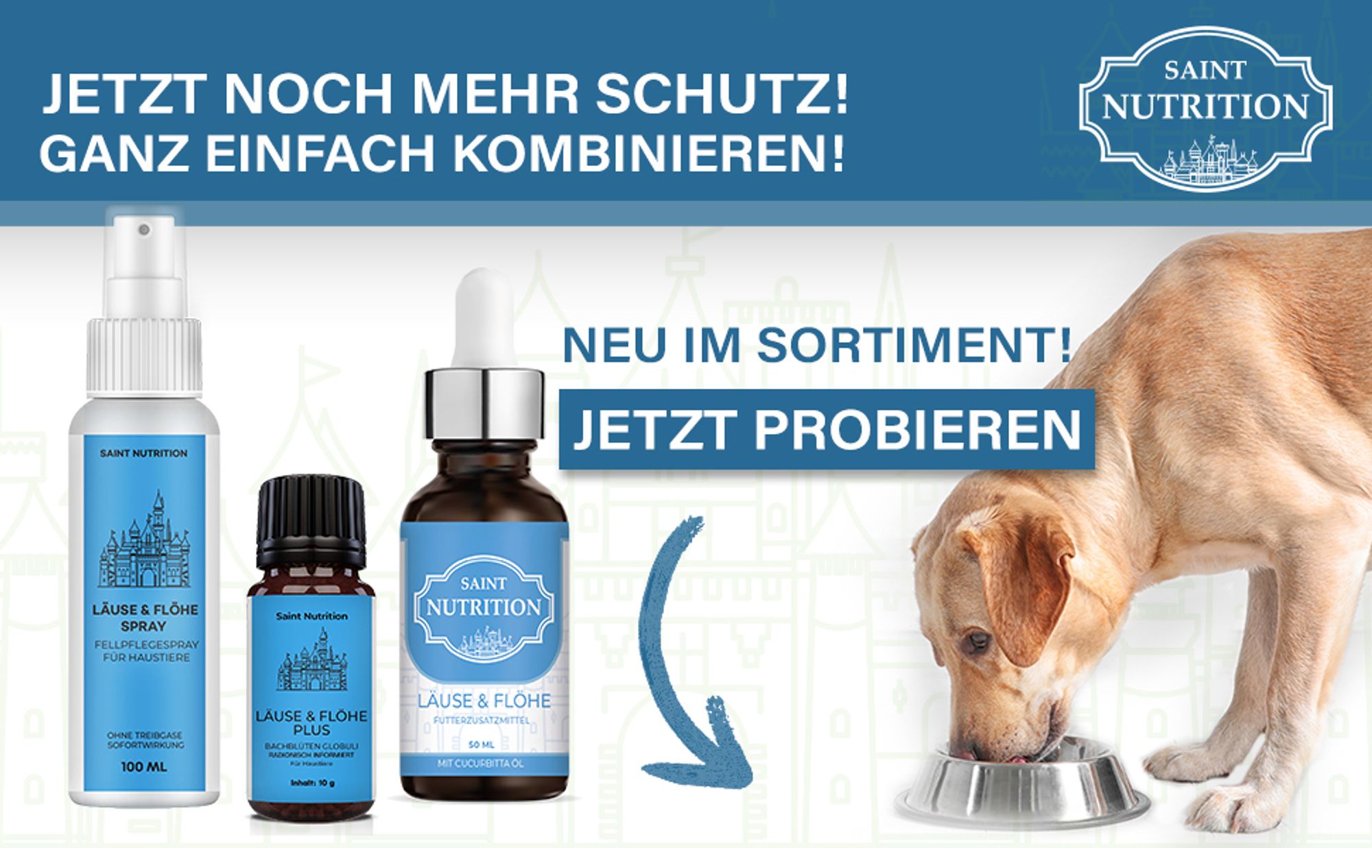 Saint Nutrition® Läuse und Flöhe Liquid - Flohmittel für Hund, Katzen und anderen Tieren – Hilfe gegen Flöhe und Läuse – Bekämpfung von Parasiten