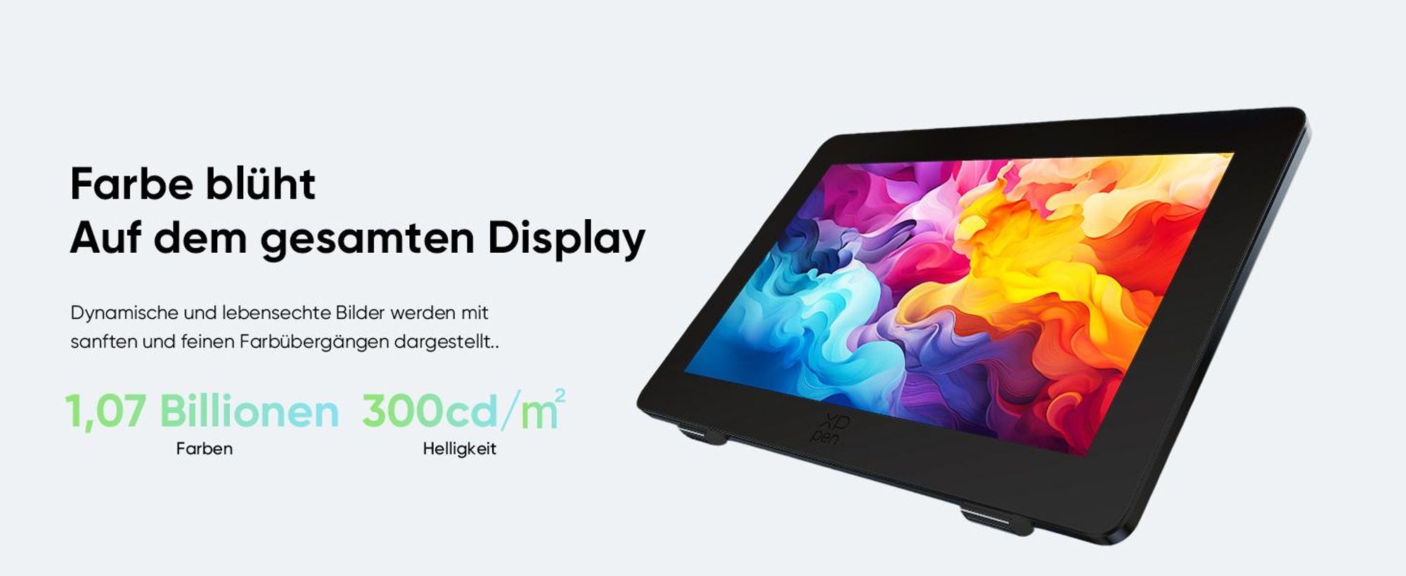XPPen Artist 24 Pro (Gen 2) 4K, Kabelgebunden, 5080 lpi, 526 x 296 mm, USB/Bluetooth, 1 cm, Stift