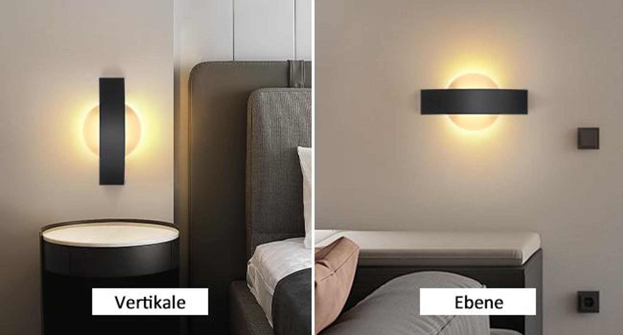 ZMH LED Wandleuchte Warmweiß Innen Wandlampe Wohnzimmer 6W aus Acryl Modern Bettlampe Nachtlampe 24cm in Schwarz und Weiß für Schlafzimmer Wohnzimmer