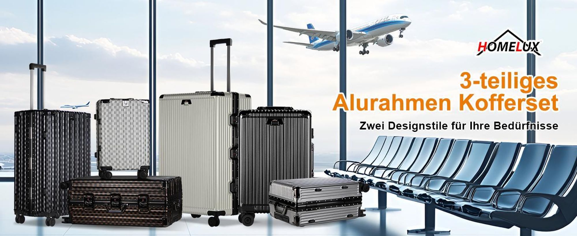 HOMELUX Trolleyset Größe M, L, XL Reisekoffer Alu-Rahmen ABS & TSA Schloss 3 tlg. Trolley Hartschalen koffer Set 2401 Weiß
