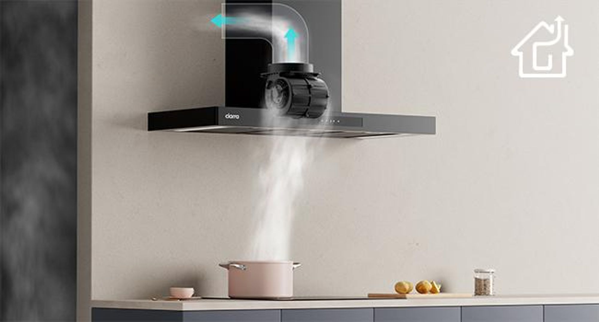 CIARRA A+++ 650 m³/h Hotte d'aspiration murale 90cm WIFI +APP & Touch Control Boost VMB9102P