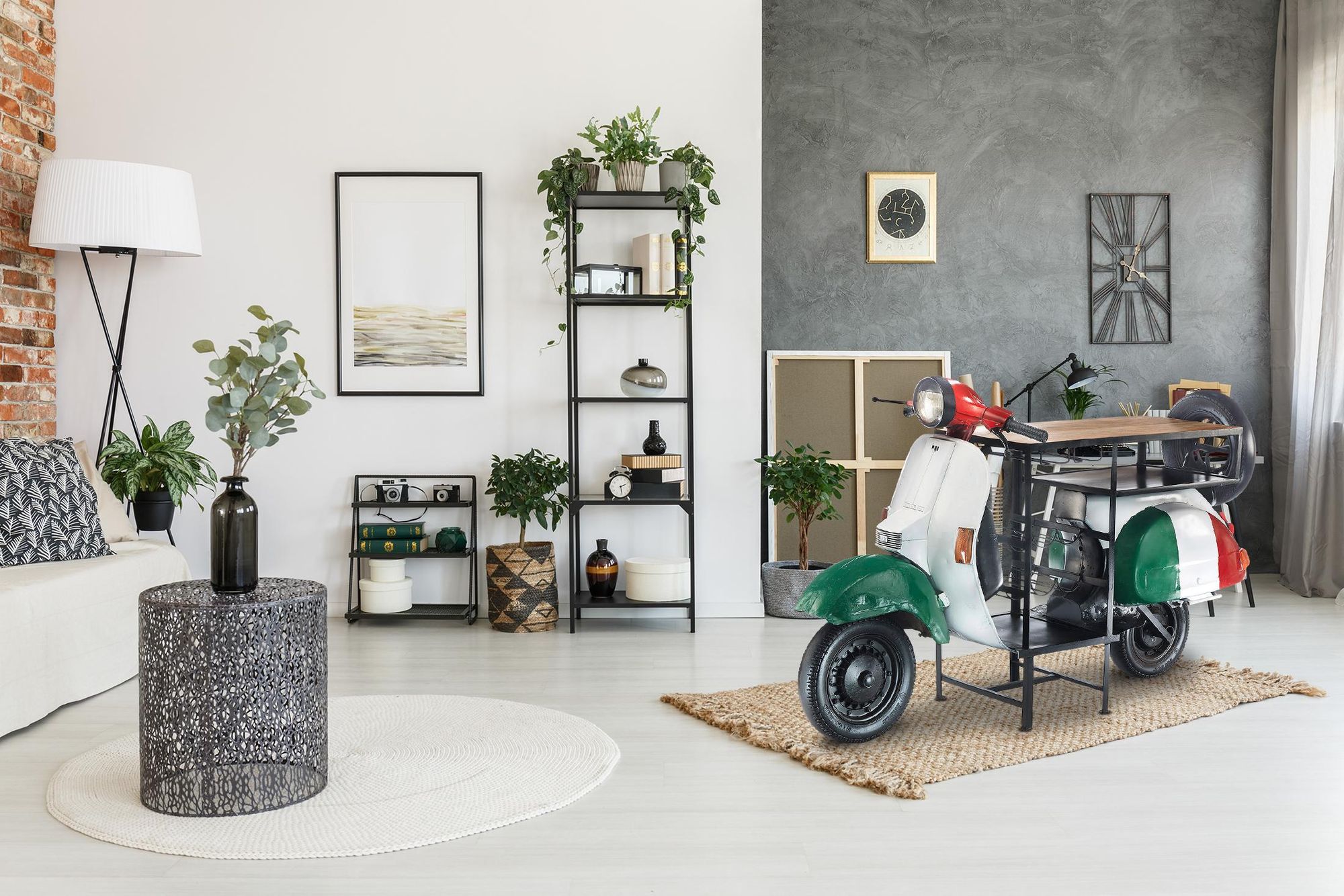 Kobolo Weinregal Anrichte Barregal SCOOTER ITALIA - Roller - grün-weiß-rot - 180x70x106 cm
