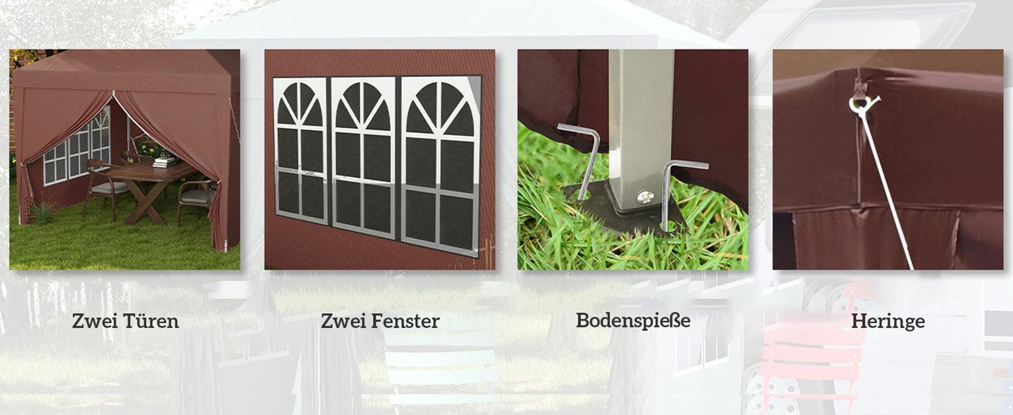 Outsunny Pavillon ca.3x3m, wasserabweisend Stabil Winterfest Pop-up Faltpavillon