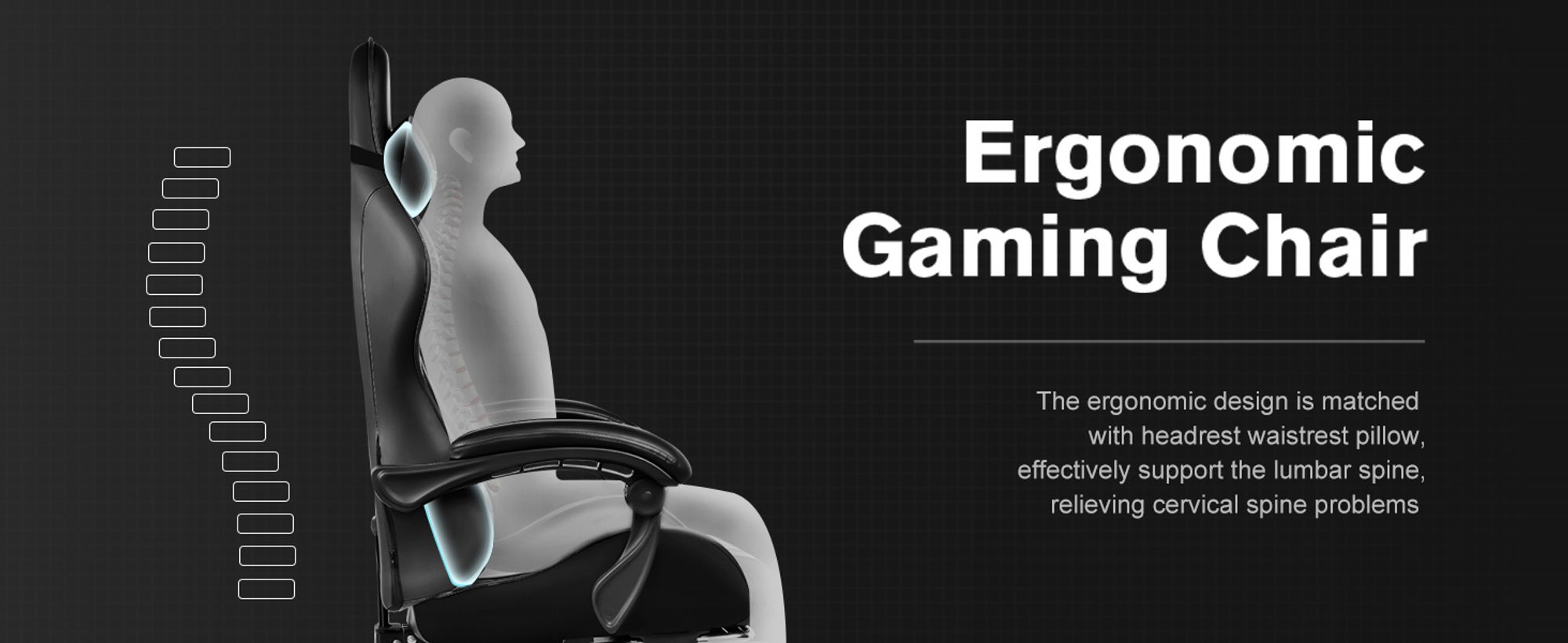 GTPLAYER Gaming-Stuhl Schreibtischstuhl, Ergonomischer Bürostuhl Mit Massagefunktion und Fußstütze, Gestänge Handlauf, Fußkreuz aus Stahl, Schwarz