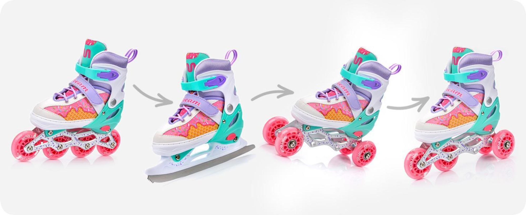 meteor Inlineskates 4in1 Kinder Inliner Rollschuhe Roller Blades Quad Skates Kinder Inlineskates Painter S 30-33