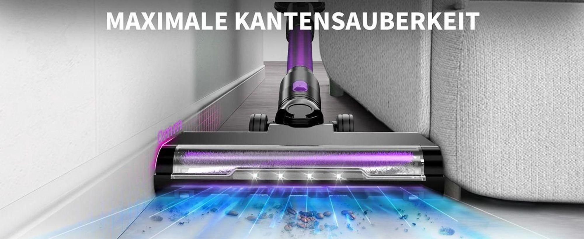 Kabelloser Staubsauger, 55kPa/550W/65Min,  Akku Staubsauger SuperLeise, Handstaubsauger mit LED Display, Stabstaubsauger für Hartböden Teppiche, HEPA