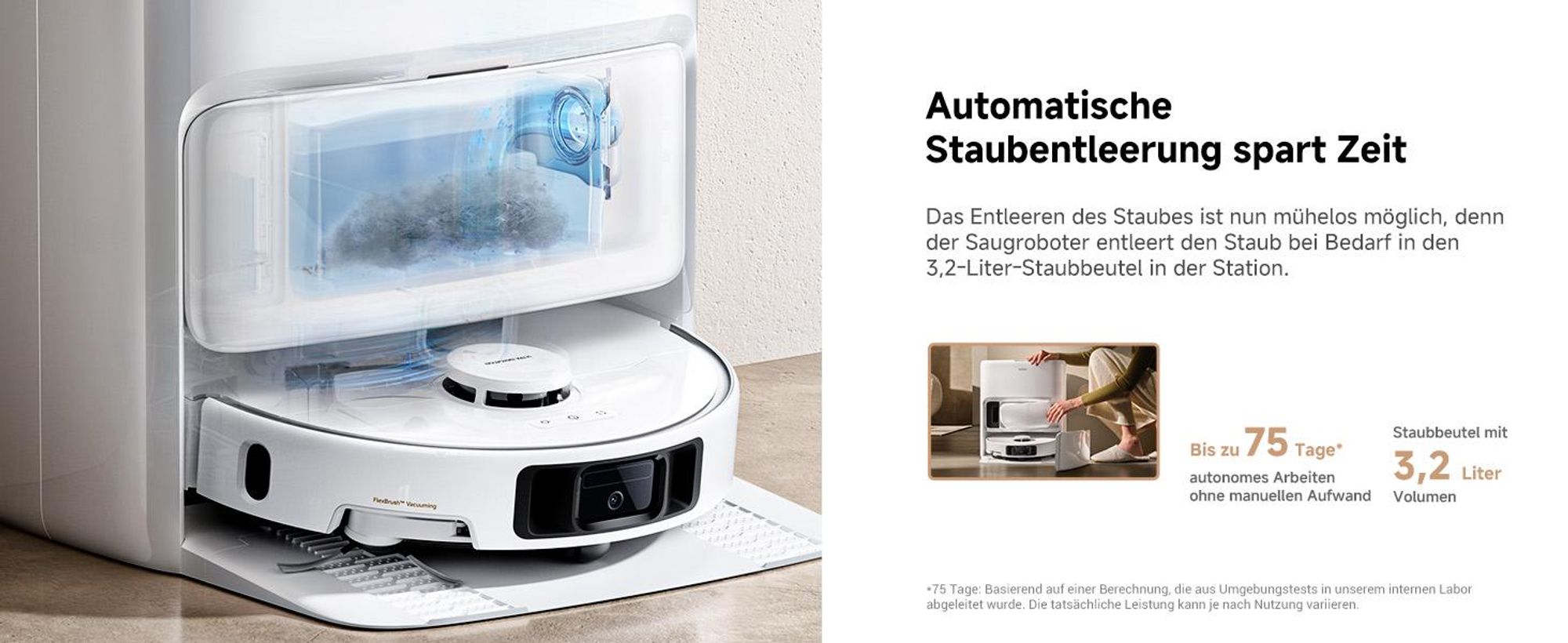 MOVA P50 Ultra Saugroboter 19.000 Pa, flexibler Wischmopp, automatische Reinigung 75 °C + Reinigungsflüssigkeit inklusive