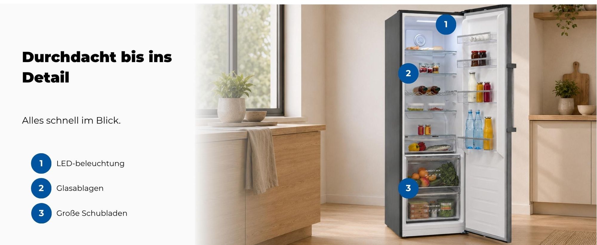 Vollraumkühlschrank | KS5360-V-HE-040C inoxlook | 359 l Nutzinhalt gesamt | Elektronisch | LED | Energieklasse C | 39 dB | Inoxlook