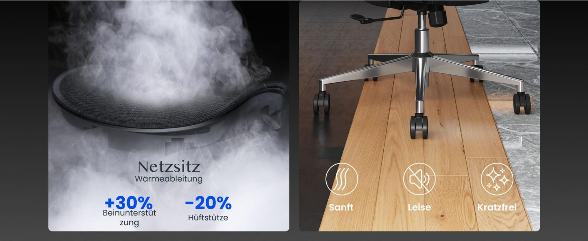 FLEXISPOT Sentinel Ergonomischer Bürostuhl mit Dual-Wing-Lendenstütze, 3D-Kopfstütze & Armlehnen, Fußstütze, Verstellbare Sitztiefe (Schwarz)