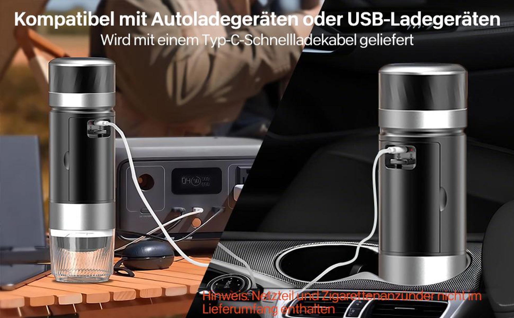 Tragbare Kaffeemaschine, Elektrische espressomaschine Kaffeemaschine, Elektrische Heizung, Kompatibel mit Espressokapseln und gemahlenem Kaffee