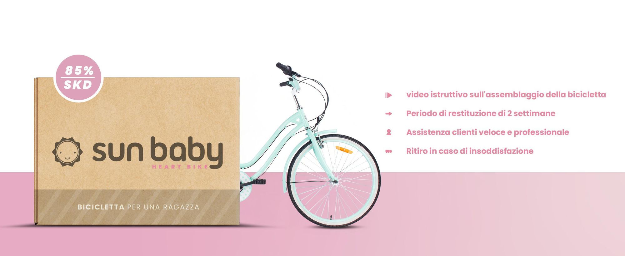 Bicicletta da ragazza 24 pollici per la Santa Comunione con SHIMANO 7 velocità Heart Bike rosa