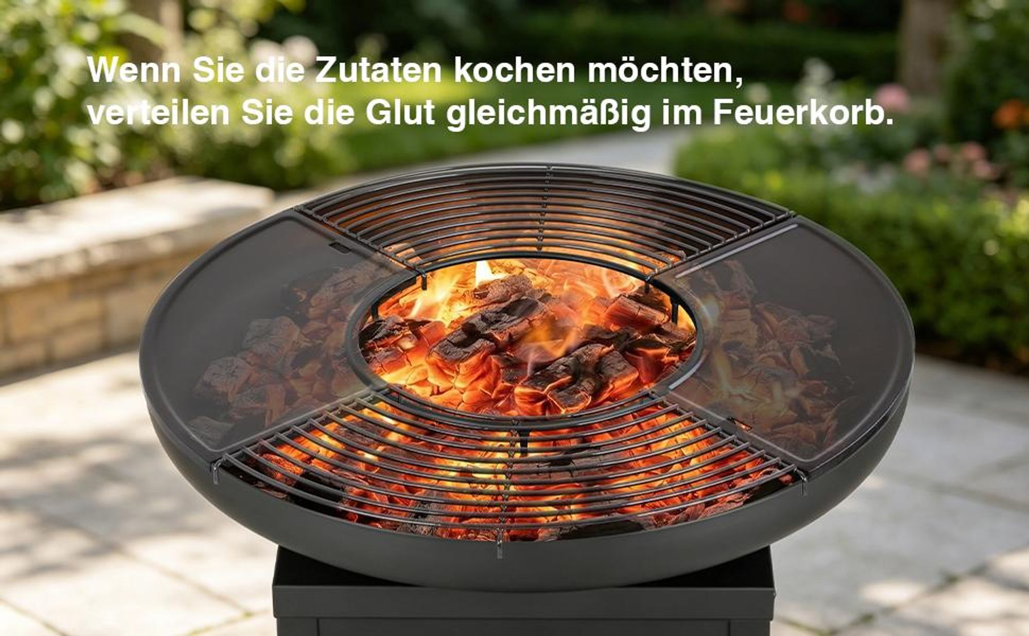 Balioutdoors Grillstation Feuerschale 80x92cm mit Ascheschublade, verchromtem Grillrost & Grillplatte