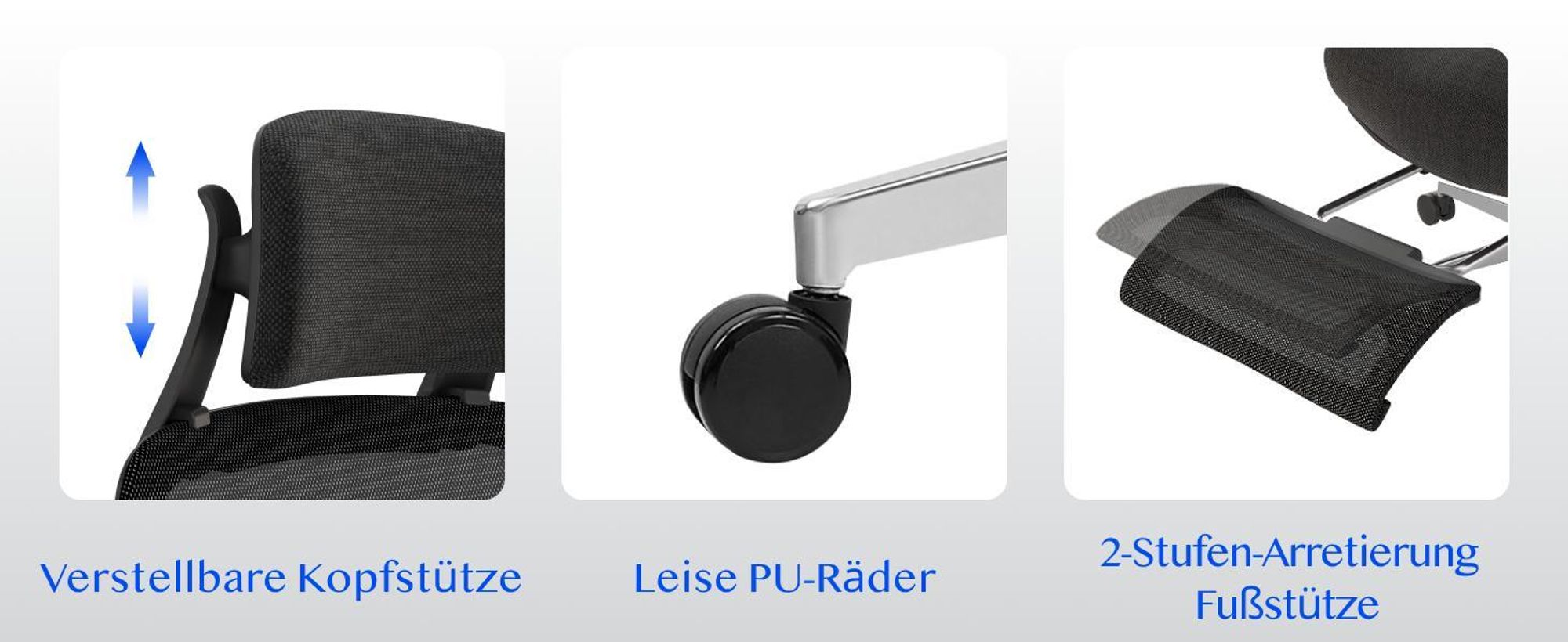 FLEXISPOT MasterEase Ergonomischer Bürostuhl mit 3D Shiatsu-Massage, verstellbarer Lendenstütze, Memory-Sitzkissen und ausziehbarer Fußstütze, Schwarz