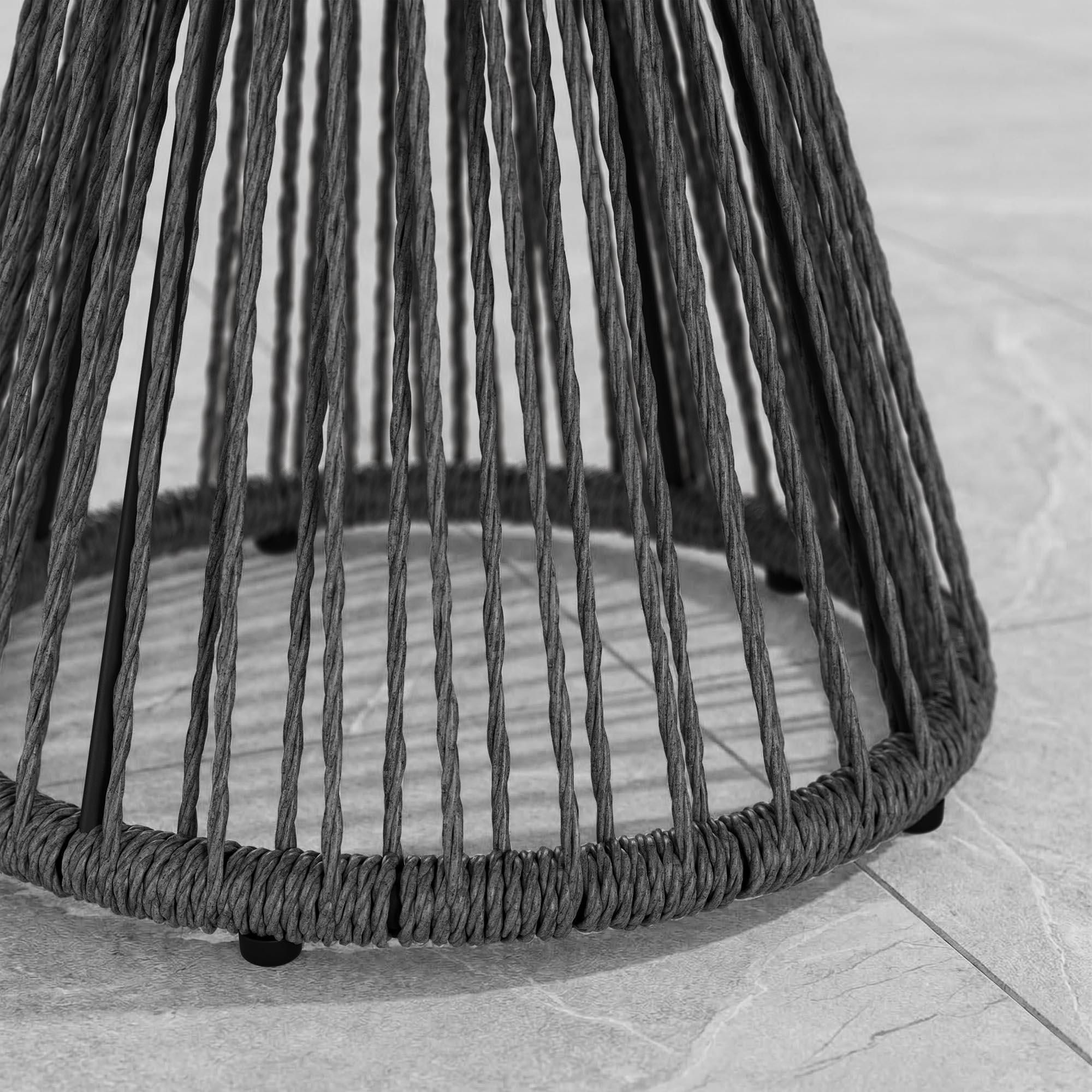 di volio Beistelltisch CAPRIO - runder Outdoor Tisch aus Rattan für Balkon & Terrasse, wetterfest - schwarz