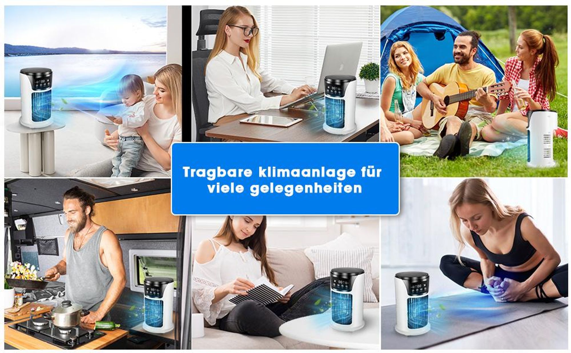 Turmventilator, Tragbare Klimaanlagen, Mobile Klimageräte, Luftkühler mit Wasserkühlung, 6 Einstellbare Geschwindigkeitsstufen, mit 300ml Wassertank