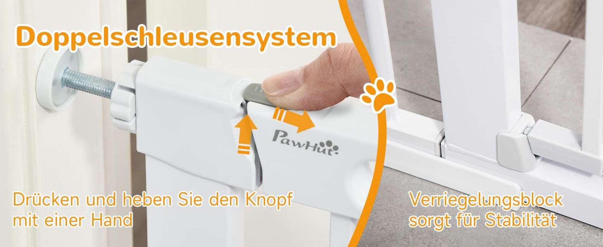 PawHut Hunde Absperrgitter Schutzgitter Türschutzgitter Metall ABS Weiß