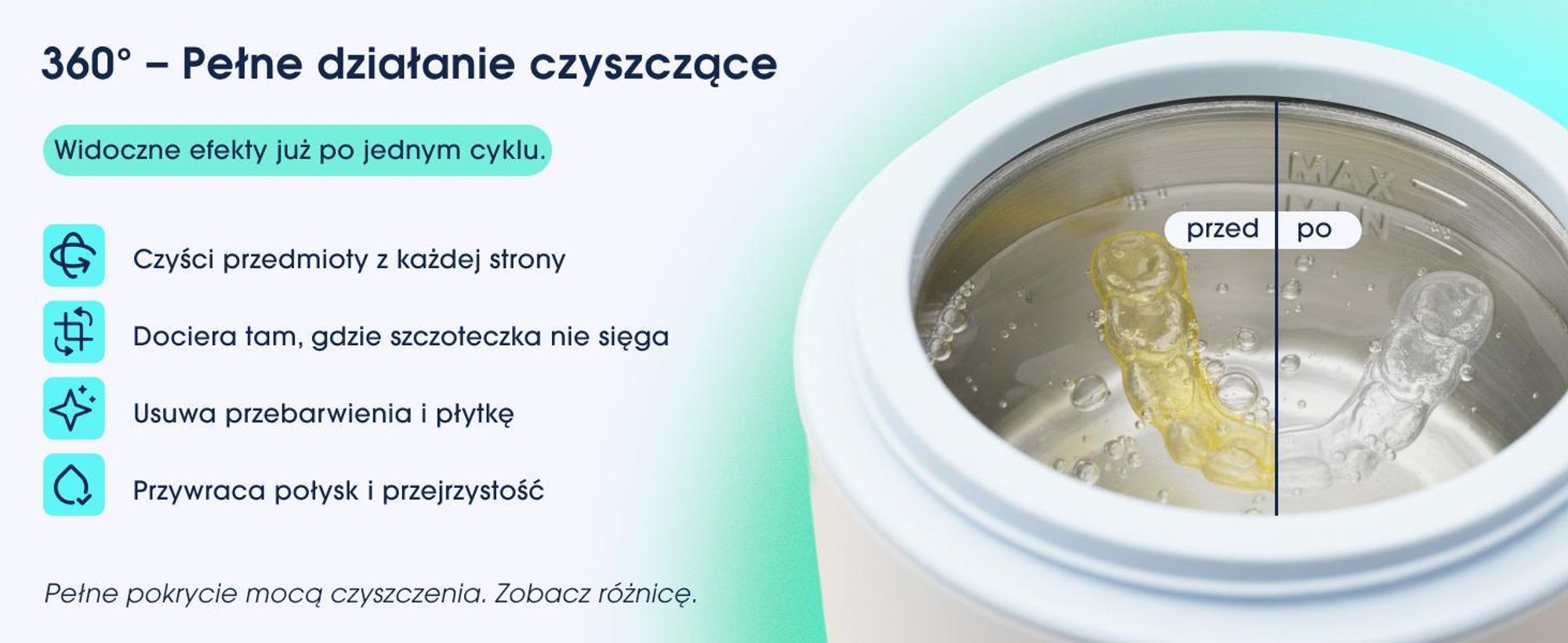 ZENT Profesjonalna Myjka Ultradźwiękowa 200ml do Biżuterii, Nakładek ortodontycznych, Protez, Biała