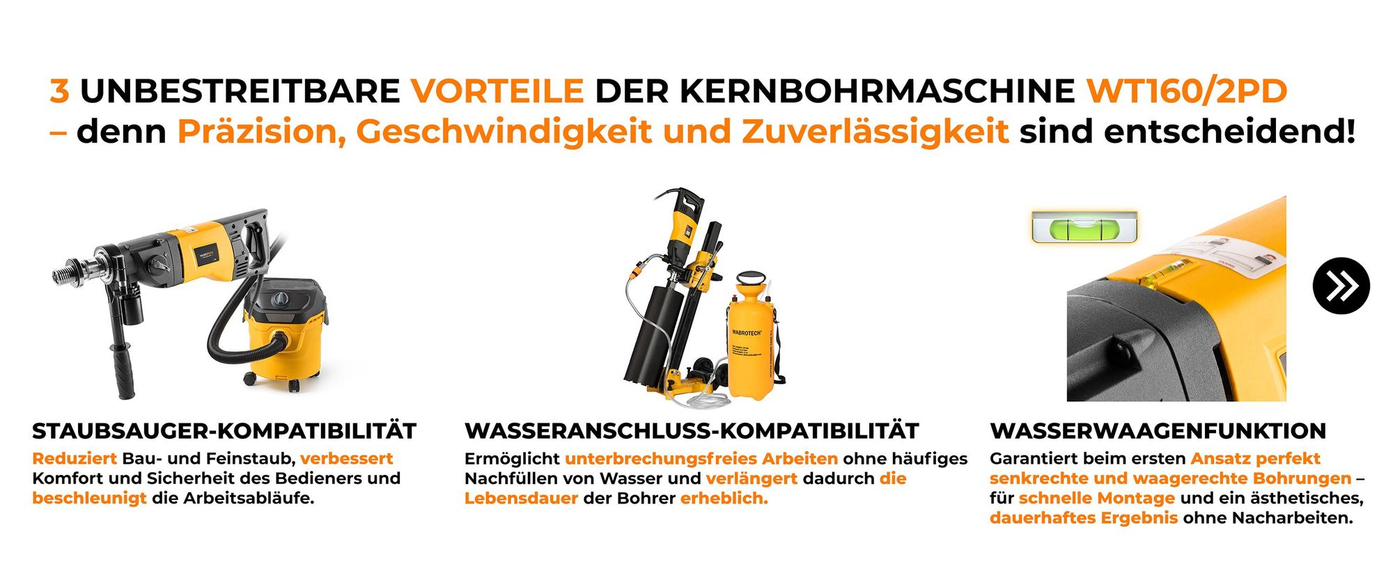 Kernbohrgerät Handgeführt mit Mikroschlag 1900 W Diamant-Kernbohrmaschine 2340 U/min Freihand Kernbohrgerät mit 2 Gänge 22-202 mm