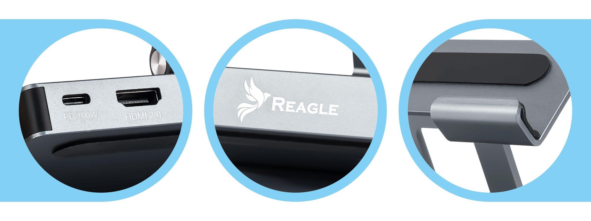 Reagle Tablet Ständer mit Docking Station Hub HDMI PD USB C Höhenverstellbarer Aluminium