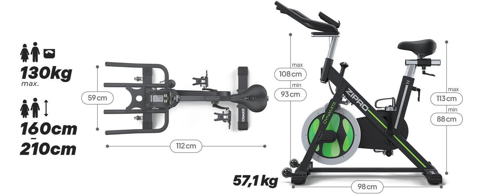 Zipro Heimtrainer Fahrrad Dynamite – Magnetisches Fitnessbike für Zuhause Leiser Hometrainer mit Verstellbarem Sattel LCD Display Kompakt & Stabil