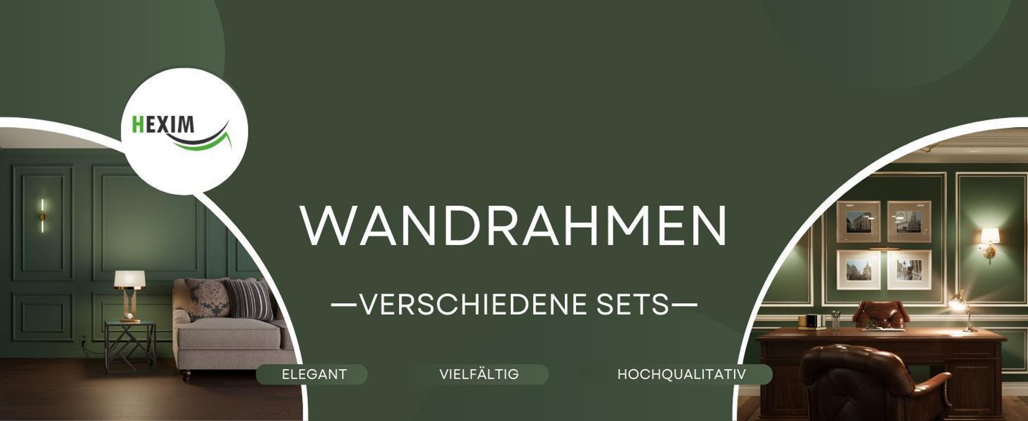 HEXIM Stuckleisten Wandrahmen Sets HDPS weiß - Auswahl an Größen für Wand, Decke, Bilder & Spiegel - Einfach kürzbar für individuelle Gestaltungslösungen (RM16-K 116X51CM)