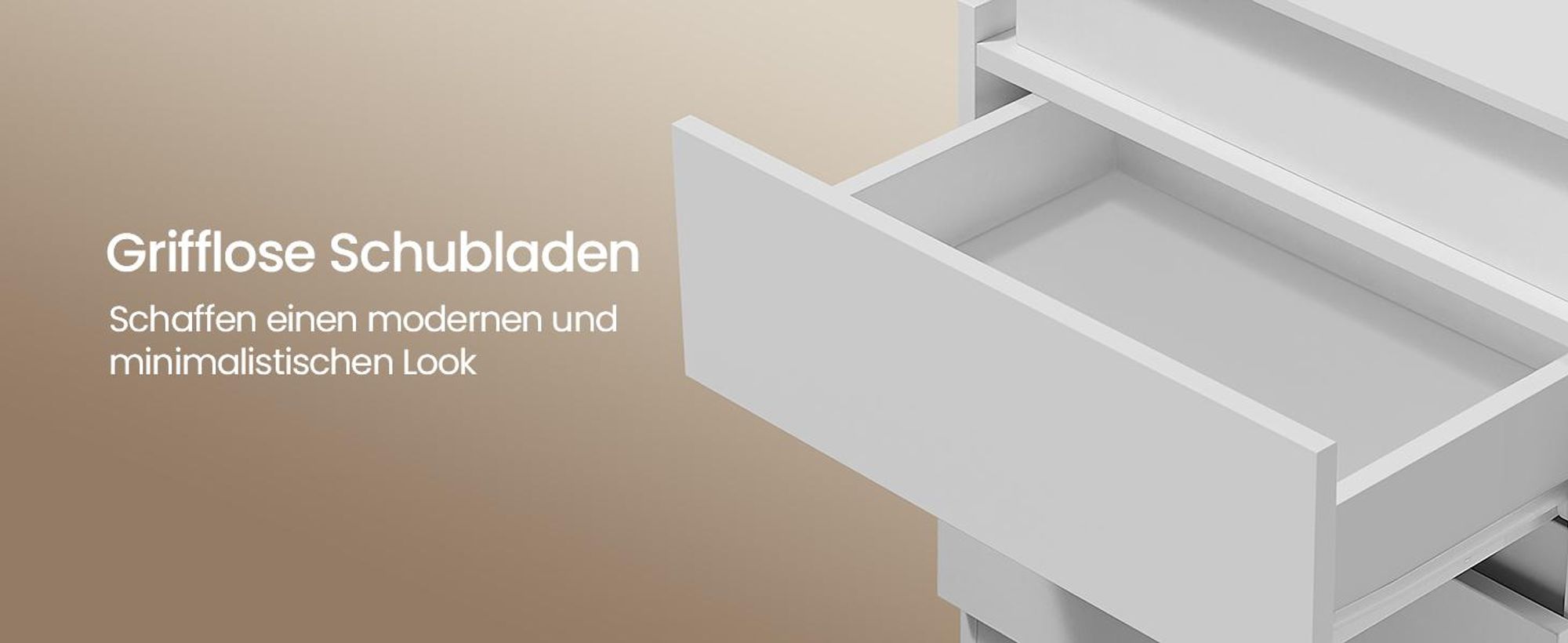 VASAGLE Beistelltisch mit Ladestation, Nachttisch mit Beleuchtung, Steckdosen, Geheimfach, Schubladen, modern, weiß