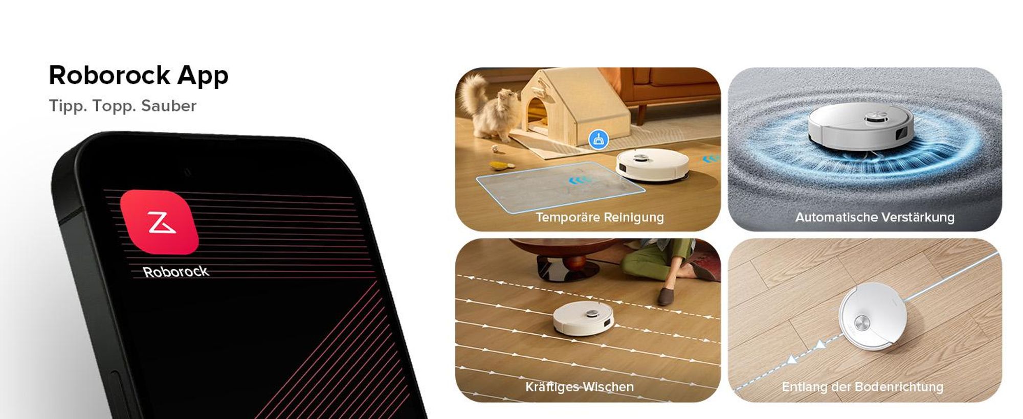 Roborock Q10 S5 Saugroboter mit Wischfunktion, 10.000 Pa Staubsauger Roboter, Dual Anti-Tangle System, Auto Lifting Mopping, Ideal für Tierhaare, Weiß