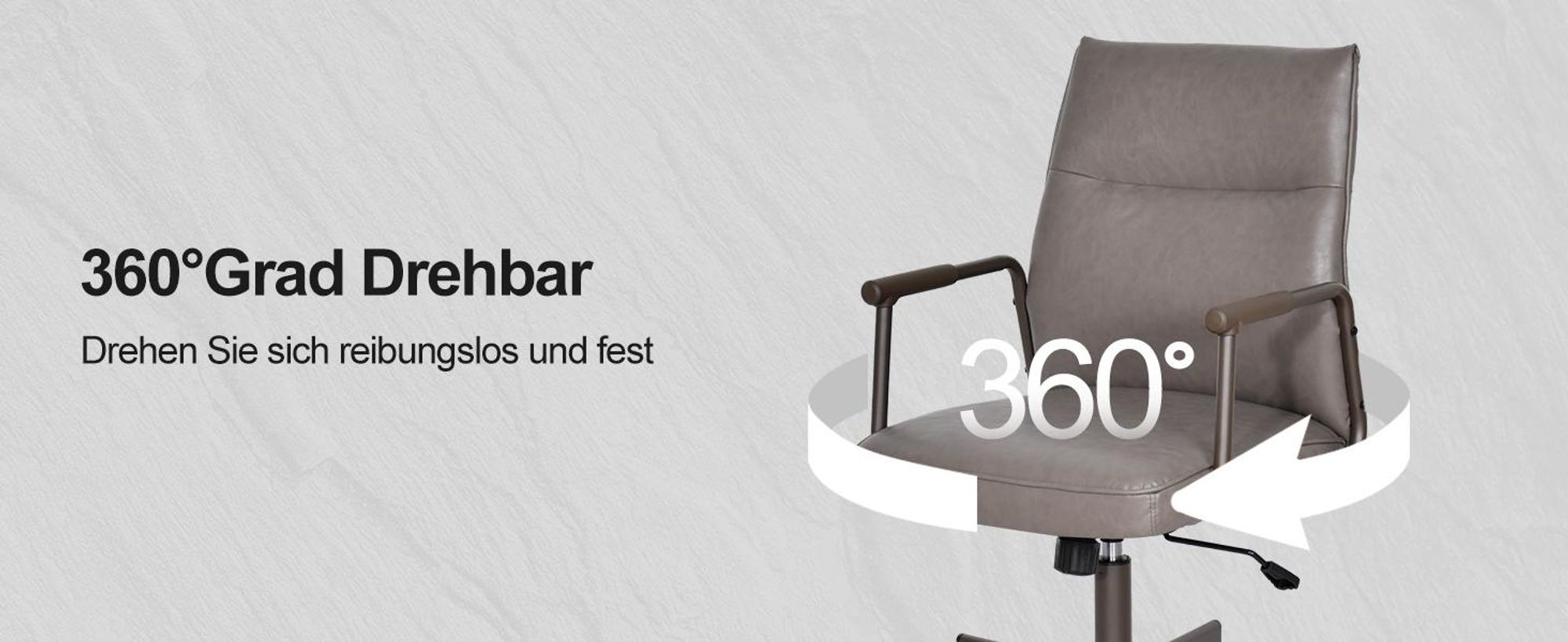 Duhome Schreibtischstuhl Ergonomisch Drehbar Bürostuhl Höhenverstellbar mit Armlehnen Drehstuhl mit Rollen für Büro Arbeitszimmer Office, Grau