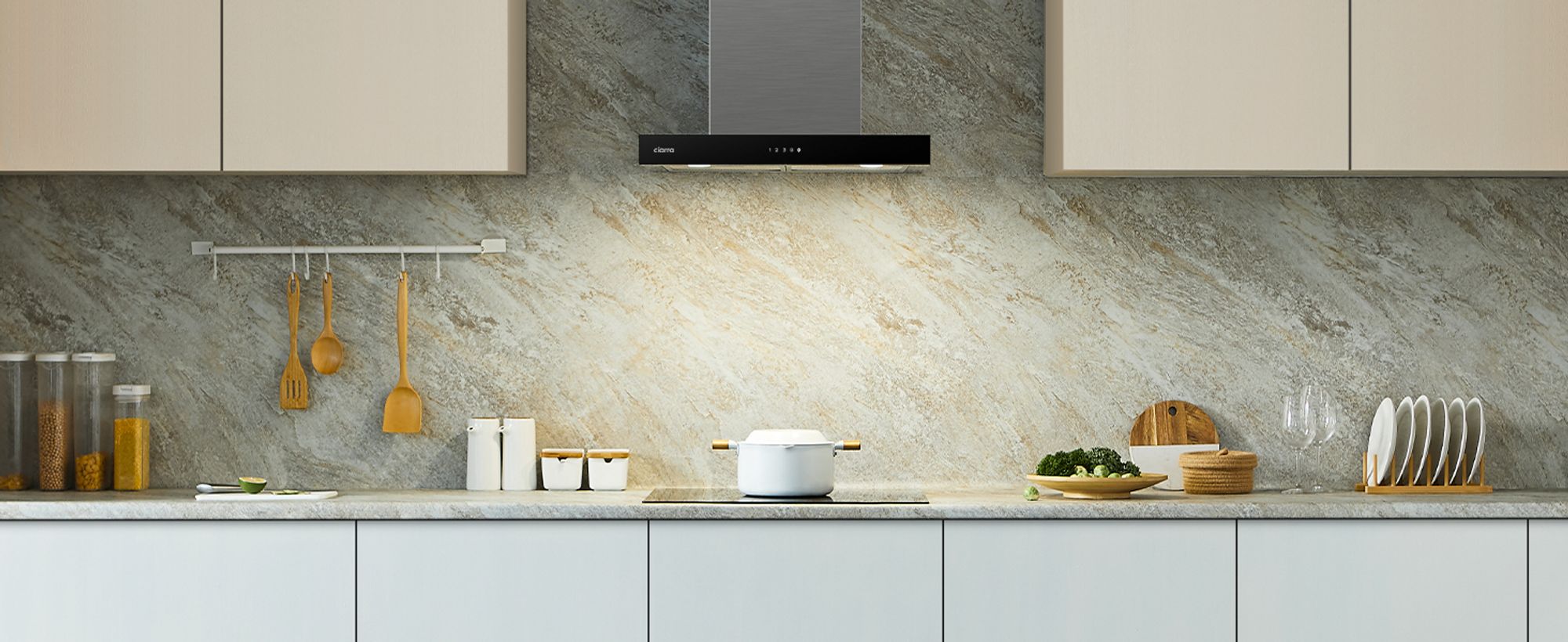 CIARRA A+++ Dunstabzugshaube 60cm 650 m³/h Wandhaube WIFI +APP & Touch Control Boost VMS6102