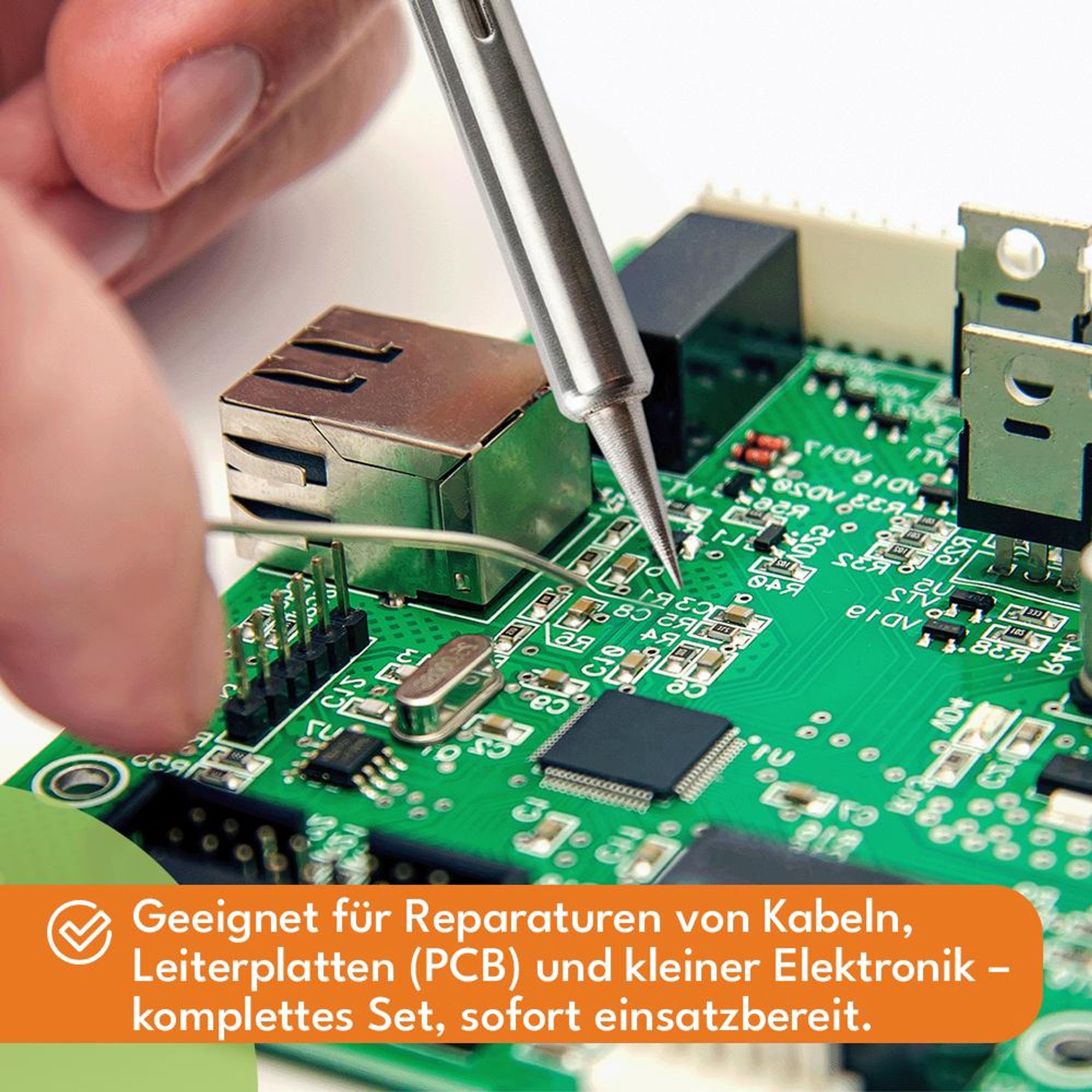 KRUMAD Lötkolben Set Elektrisch, Präzisions Feinlötkolben bis 200C, Lötkolben für Elektronik, Kabel und DIY Reparaturen, Metallspitze