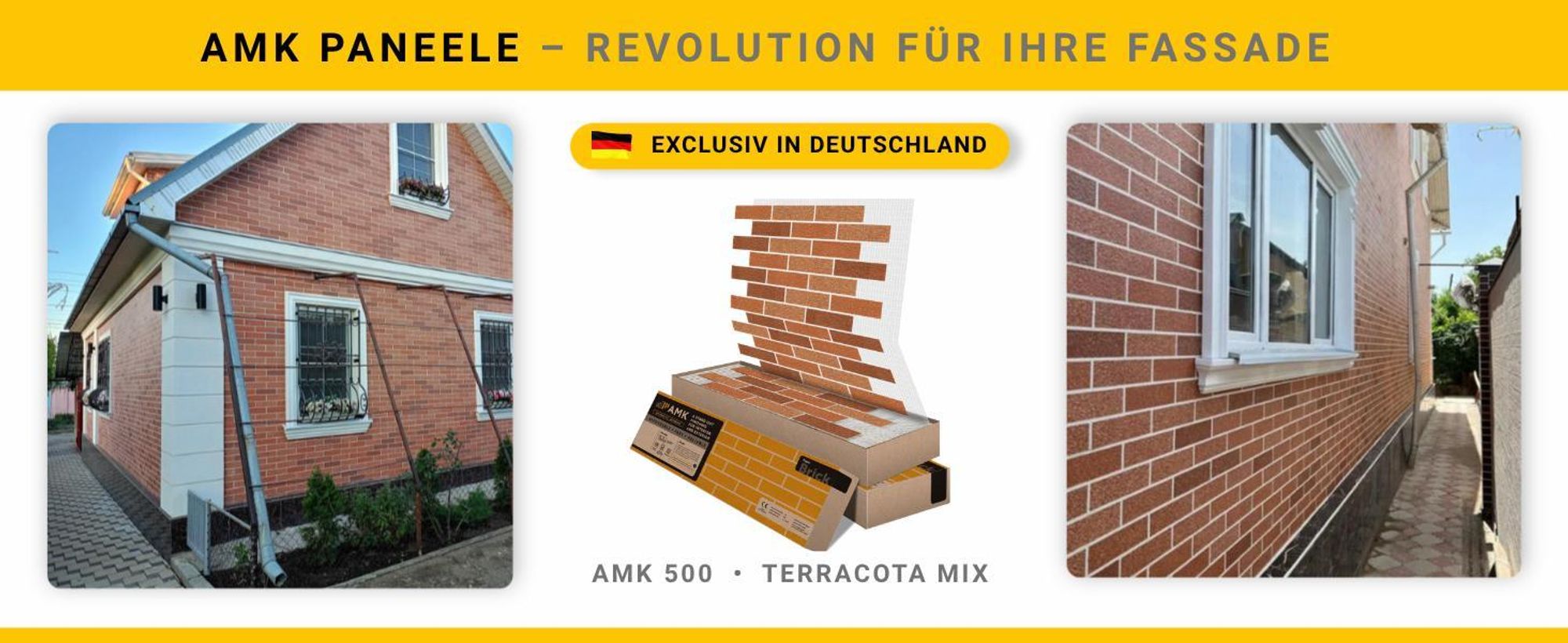 AMK Fassadenpaneele 500 Terracota Mix – fertiges Objekt