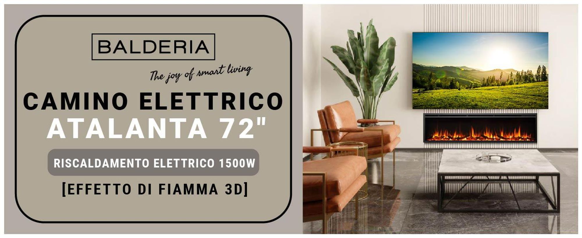 Camino elettrico BALDERIA Atalanta 72 - Camino da incasso - Nero