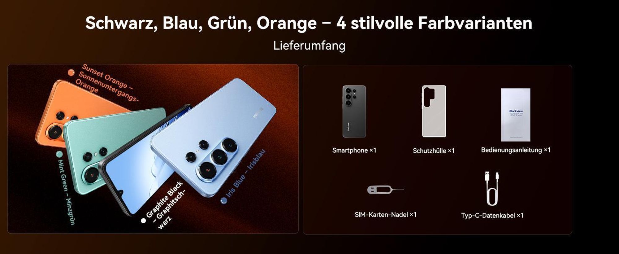 Blackview Wave 10C smartphone Ohne Vertrag, Android 16, 6.88", 120Hz, 1080p, Dual SIM, Face ID, 5000 mAh, Gemini AI, DokeOS 5.0, 1080p, 4G