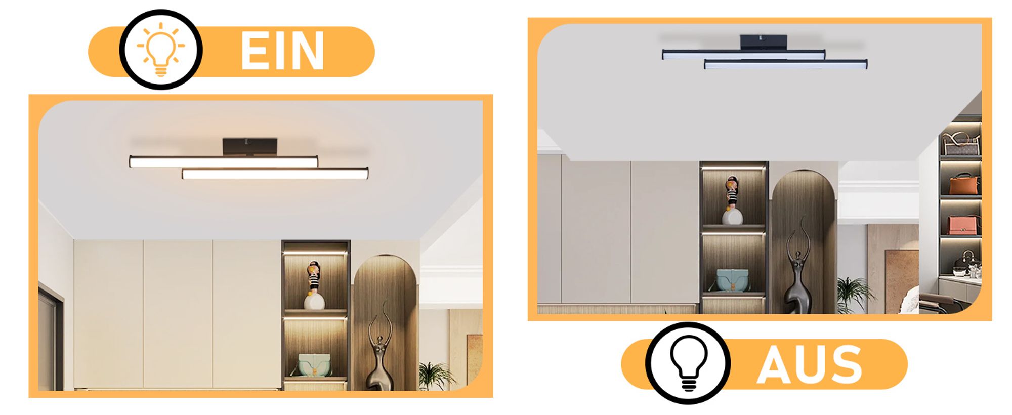 ZMH Deckenleuchten Moderne Wohnzimmerleuchten Schwarz 12W Schlafzimmerleuchten 3000K Küchenleuchten Interior Design Warm White Kitchen Hallway LED