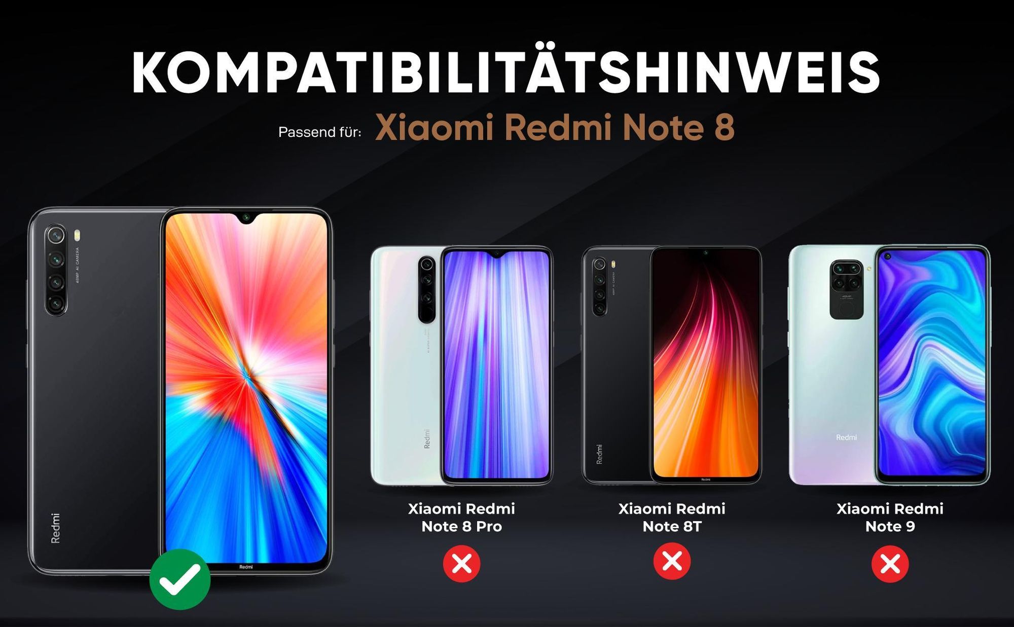 Kompatibilitätshinweise Hülle für Xiaomi Redmi Note 8