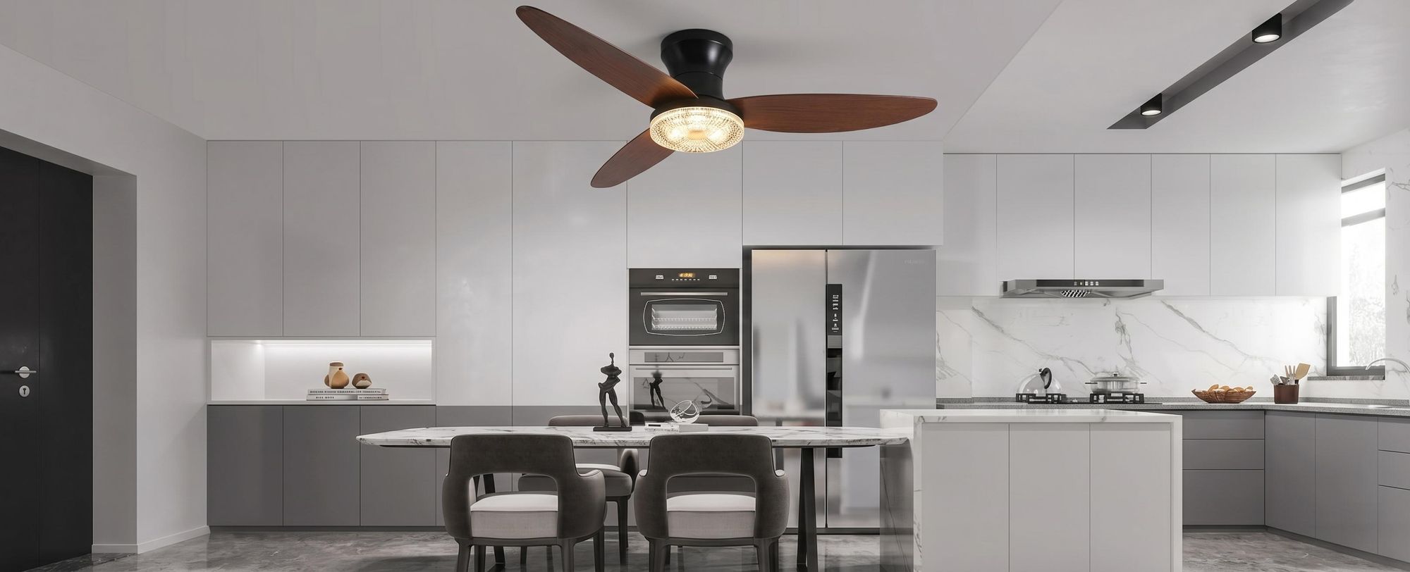 100cm Deckenventilator mit Beleuchtung und Fernbedienung DC Motor 3 Farbtemperatur Dimmbar 6 Stufen APP-Steuerung