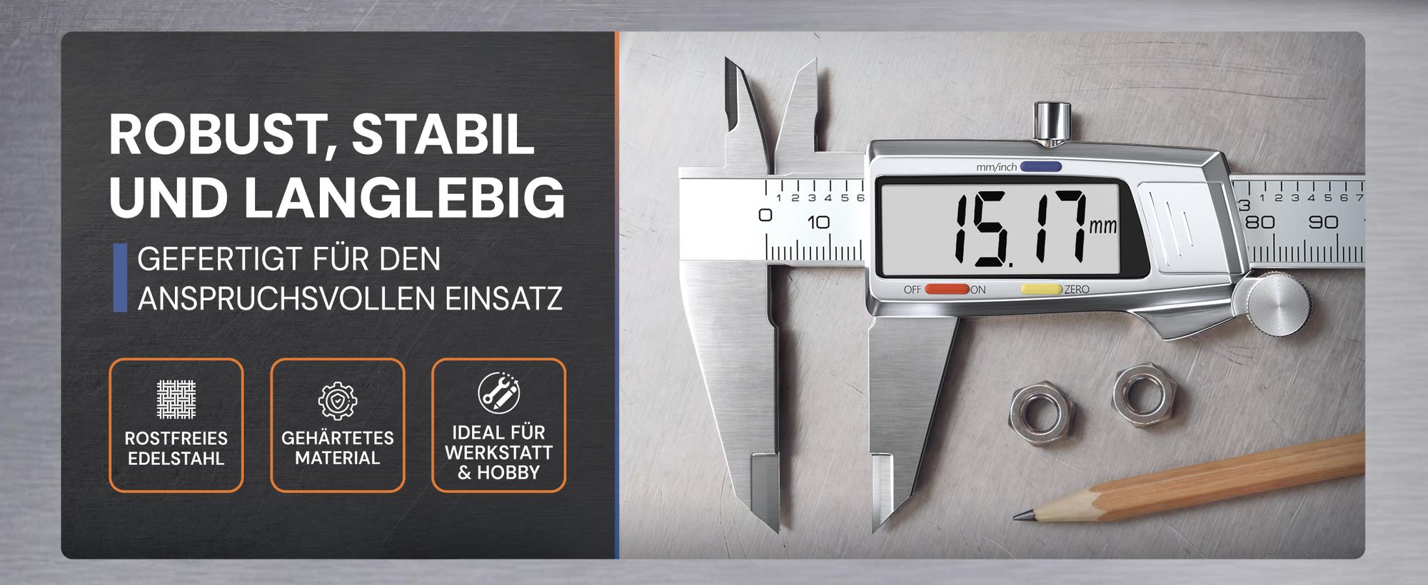 MONZANA® Messschieber Digital Edelstahl 150mm LCD Display Aufbewahrungsbox Ersatzbatterie Schieblehre Messlehre