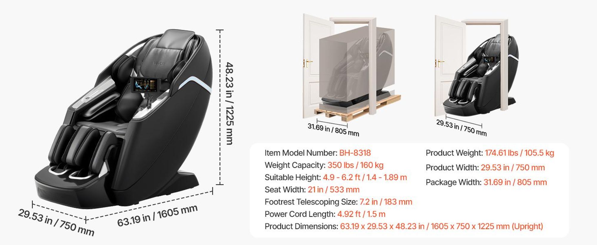 VEVOR Massagesessel Ganzkörpermassagesessel Zero Gravity mit SL-Schiene & Yoga-Stretch-Modus, Relaxsessel mit Heizung & elektrischem Pedal
