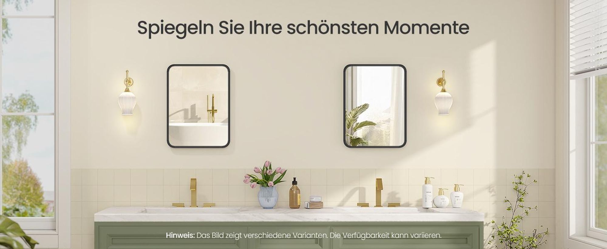 SONGMICS Wandspiegel, rechteckiger Spiegel, Aluminiumrahmen, 40 x 30 cm, mit Sicherheitsfolie, 2 Aufhängemöglichkeiten, schwarz