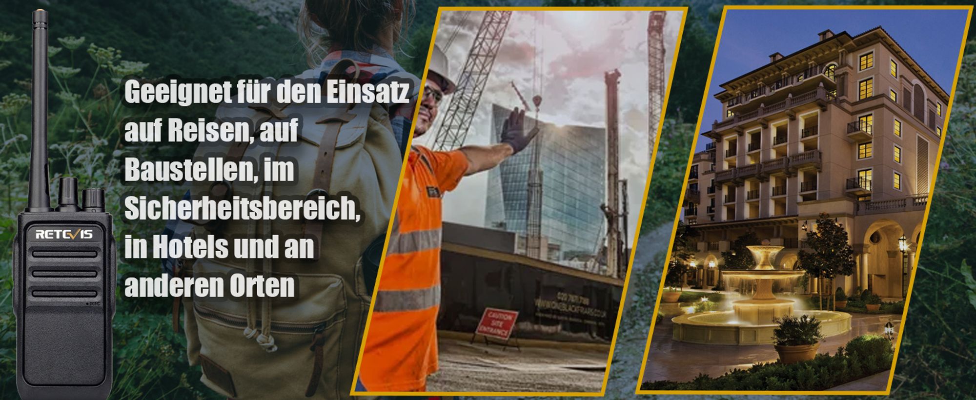 Retevis RT617 Walkie Talkie mit Sprechendes Mikrofon, PMR446 Funkgeräte Set mit 16 Kanäle, VOX, Wiederauflabar, für Baustelle Baumarkt Fabrik 4 Stück