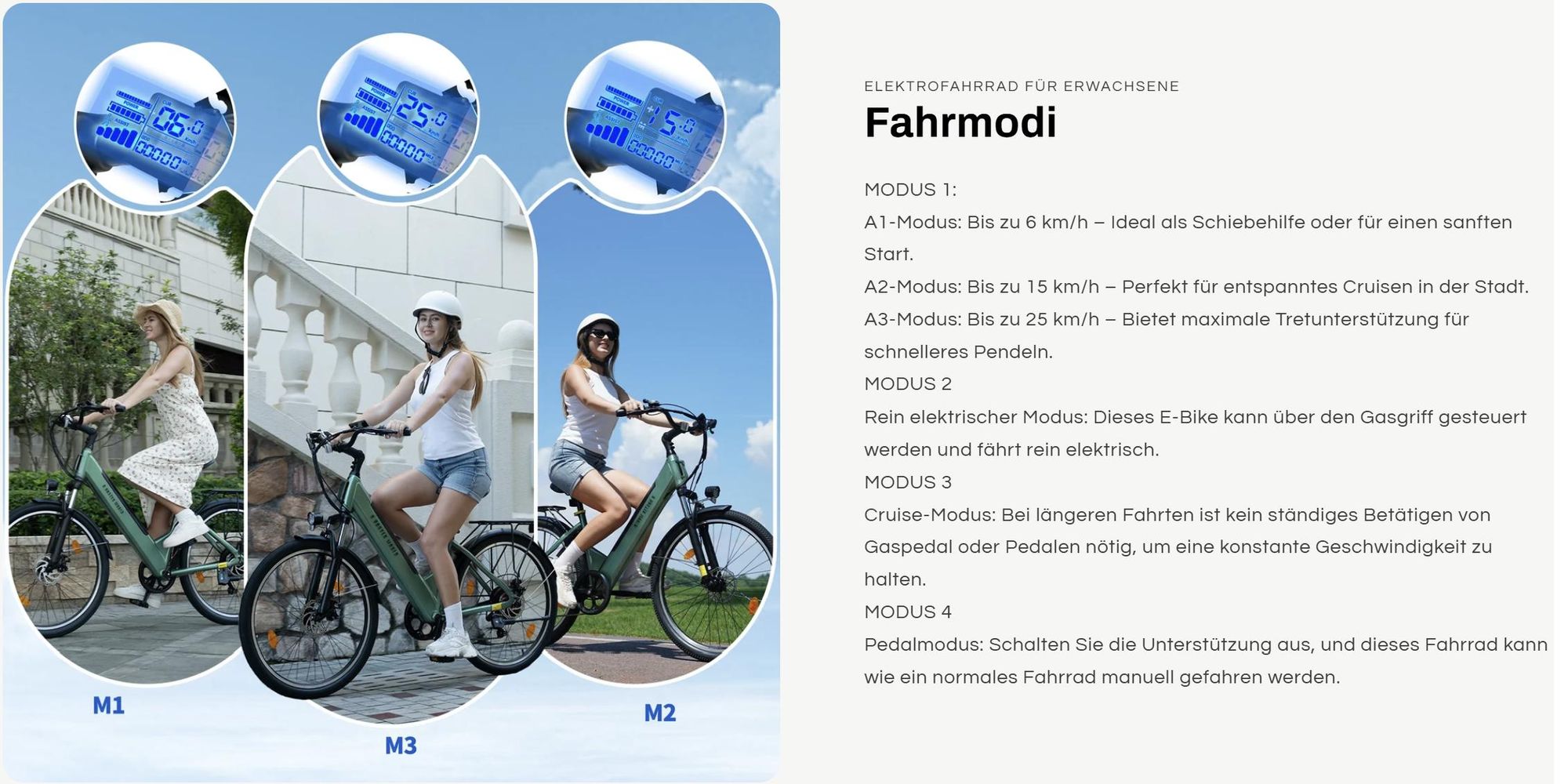 A32 E-Bike Türkis Citybike 26 Zoll, mit 50 Nm Boost-Power-Vorderradfederung, 36V 12,8Ah Akku, Shimano 7-Gang, Scheibenbremsen, 250W, Grün