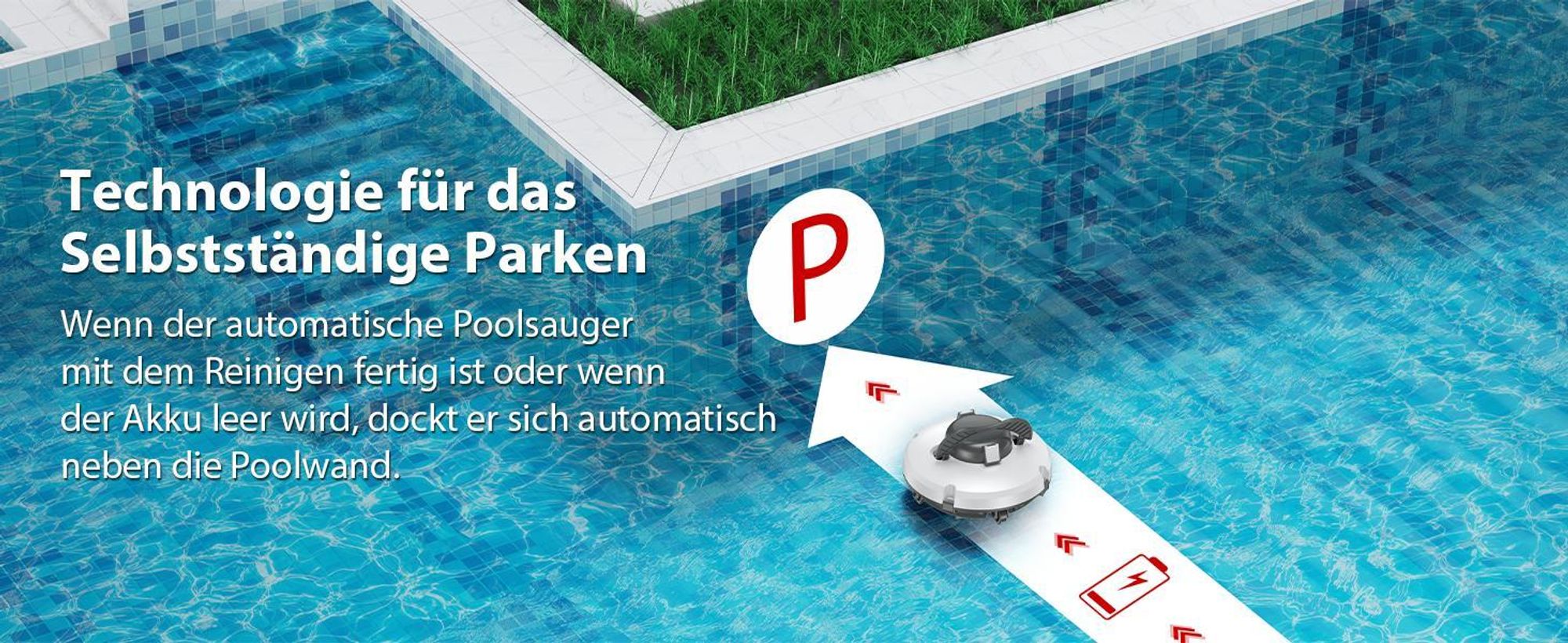 Redkey S100 Kabelloser Poolsauger für Bodenpool, automatischer Poolsauger hält 130 Minuten mit starker Saugkraft, 180μm für oberirdischen/flachen Pool