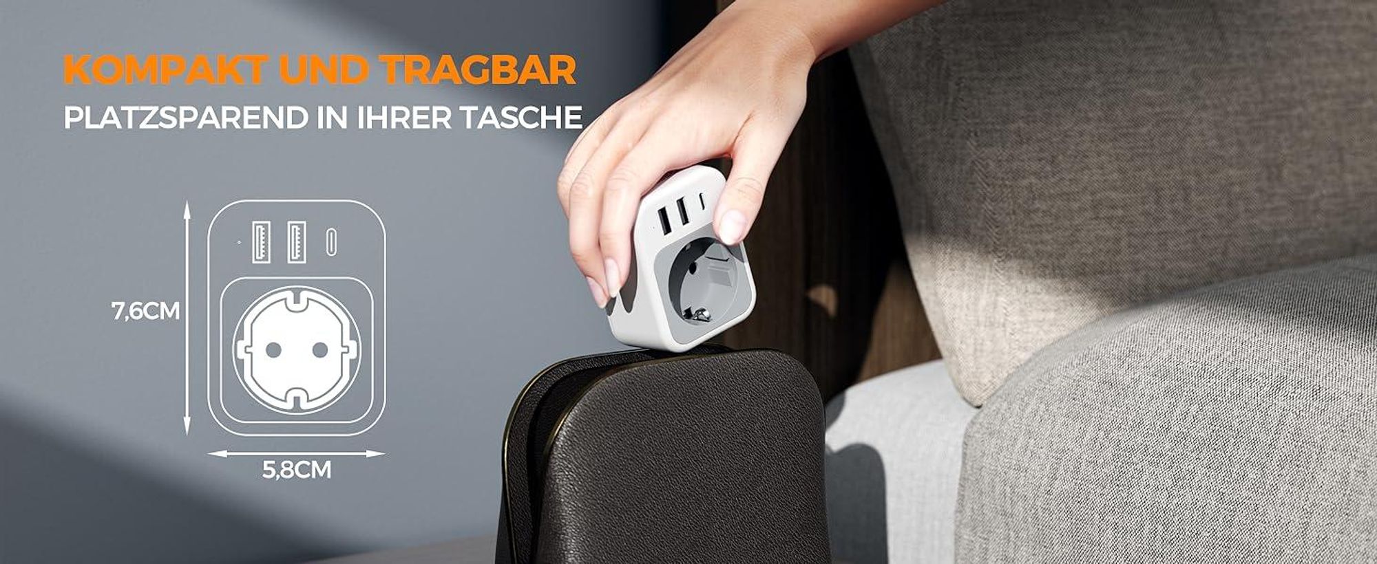 TESSAN Adapter Steckdose Reiseadapter mit 1 USB C 2 USB A Steckdosenadapter Reisestecker Stromadapter für Amerika Typ B