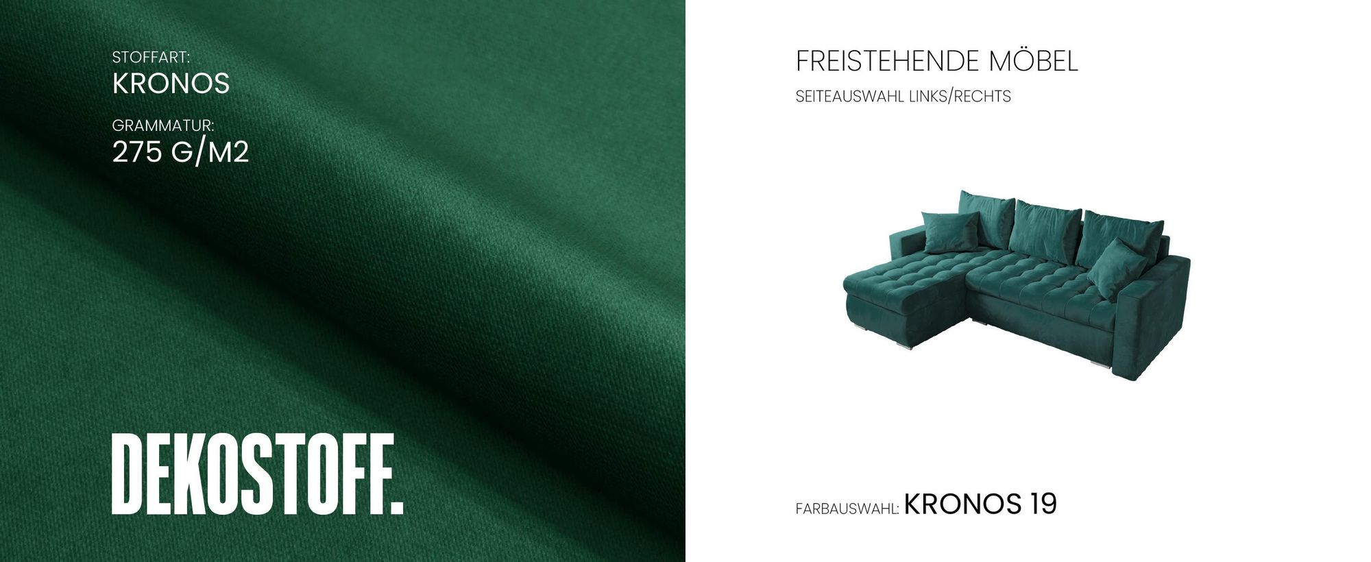 BroMARKT Ecksofa LUIS Schlaffunktion Bettkasten L-Form 238x148x88cm Dunkelgrün