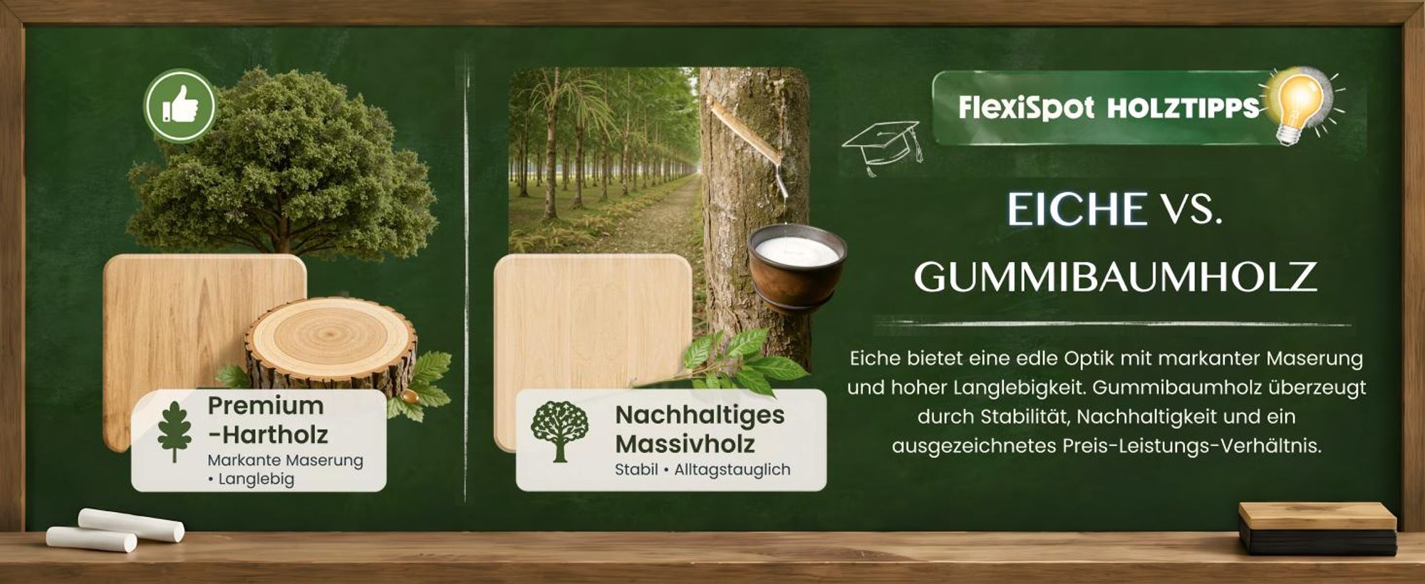 FLEXISPOT Tischplatte 140x80 cm, 27 mm starke Eichen-Massivholzplatte, Einteilige Tischplatte mit vorgebohrten Löchern, ideal für Schreibtische