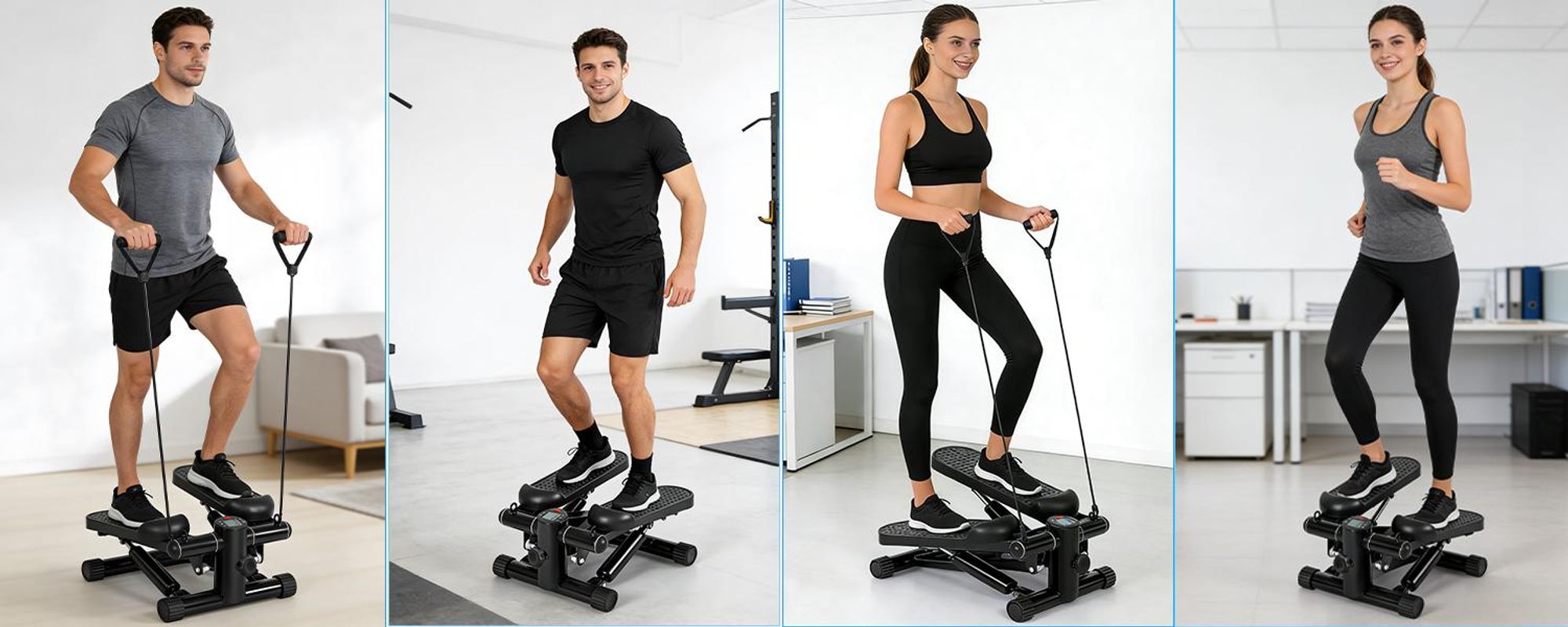 ZMH Steppers Home Mini Power Ropes Display LCD Ministepper per gambe e braccia Resistenza regolabile Fitness Esercizio fisico Casa Ufficio Nero