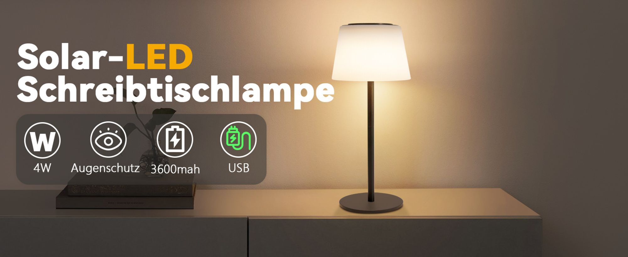 ZMH Tischlampe Kabellos Nachttischlampe Akku LED Tischleuchte Touch Dimmbar Lampe mit USB Aufladbar Schwarz 3600mhA Batterie Tischlampen für Modern Wohnzimmer Schlafzimmer Outdoor