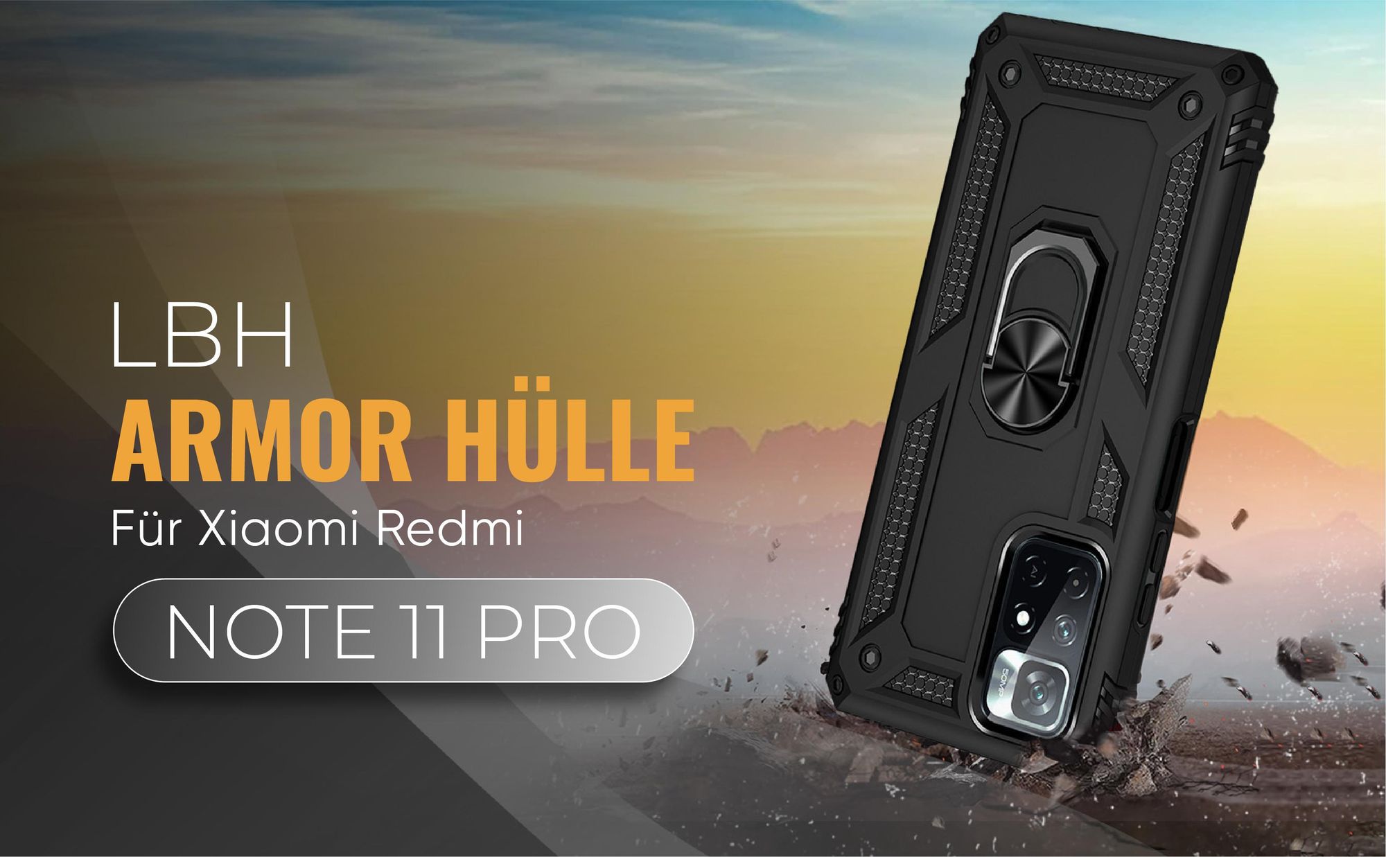 Schwarze Outdoorhülle für Xiaomi Redmi Note 11 Pro
